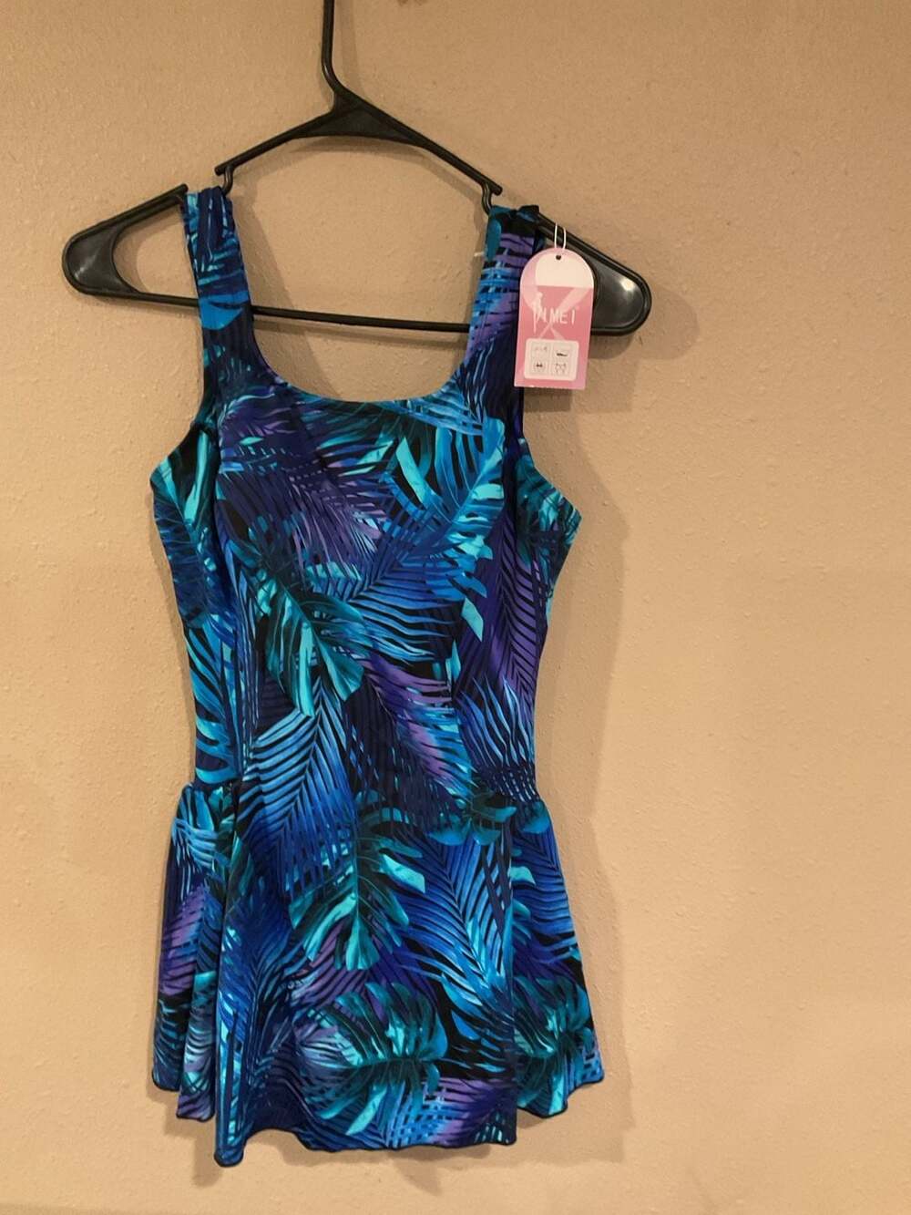 Almei Tropical Palm Leaf Print One-Piece Swim Dress